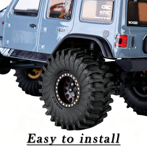 RC Full Brass 1.0 RC Wheel RC Tires for 1/18 1/24 Trx4m Axia l SCX24 RC Crawler,1.0" Beadlock RC Truck Tires and Wheel Highway Tires Wheel Rim,4PCS Style B - style: Style B