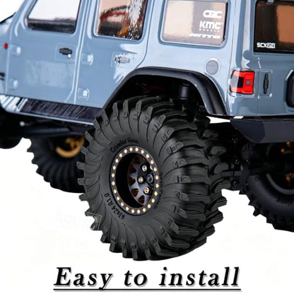 RC Full Brass 1.0 RC Wheel RC Tires for 1/18 1/24 Trx4m Axia l SCX24 RC Crawler,1.0" Beadlock RC Truck Tires and Wheel Highway Tires Wheel Rim,4PCS Style B - style: Style B