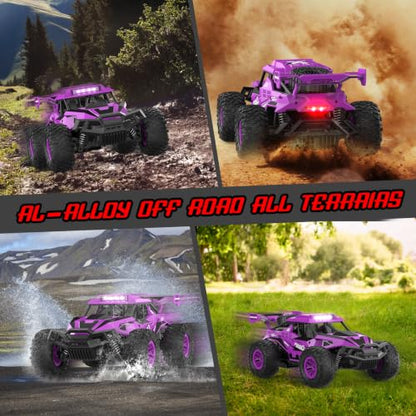 BLUEJAY Remote Control Car, 2.4GHz High Speed 33KM/H RC Cars Toys | 1:12 Monster RC Truck Off Road with LED Headlight and Rechargeable Battery Gifts for Adults Boys 8-12 - color: Purple