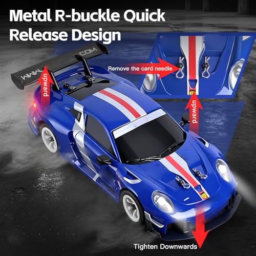 Wltoys 284019-A RC Drift Car, 1:28 Scale 4WD Rally RC Car, 2.4GHz, 30km/h, Dual Battery Edition, Independent Suspension, Gyro Stabilizer, LED Lights, Full Proportional Control (Blue) - color: Blue