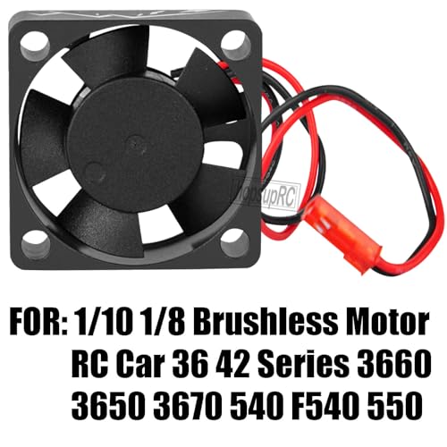 Heatsink High Speed Motor Cooling Fan 28000RPM,30MM Heat Sink with 4.8-8.4V Cooling Fan Upgrades Part for 1/10 1/8 Brushless Motor RC Car 36 42 Series 3660 3650 3670 540 F540 550.Black - color: Black(2PCS)