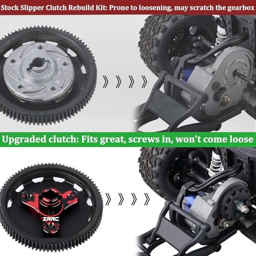 Aluminum RC Slipper Clutch Eliminator Gears for 2WD Traxxas 1/10 Stampede/Slash/Rustler/Bandit VXL XL5 Transmissions Gearbox Case Upgrades (Red-Black) - color: Red-black