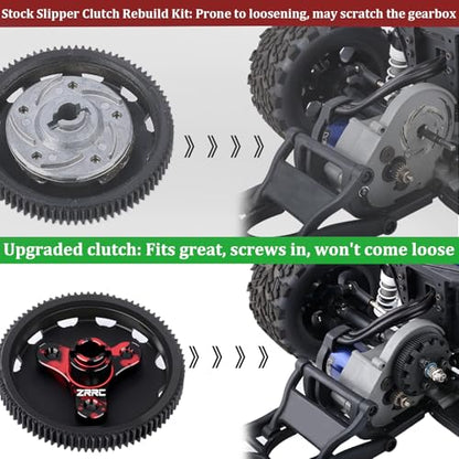 Aluminum RC Slipper Clutch Eliminator Gears for 2WD Traxxas 1/10 Stampede/Slash/Rustler/Bandit VXL XL5 Transmissions Gearbox Case Upgrades (Red-Black) - color: Red-black