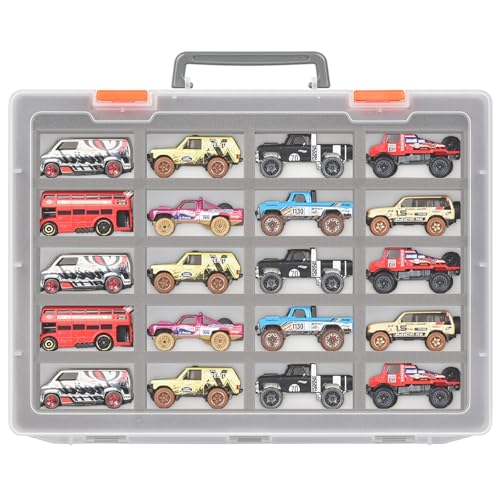 Xuerdon Toy Car Storage Case with 20 Foam Slots for Hot Wheels/for Matchbox | 1:64 Transparent Display Case for Buses and SUVs, Kids and Collectors, Wall-Mountable with Removable Foam, Box Only - size: For 1:64 Buses & SUVs