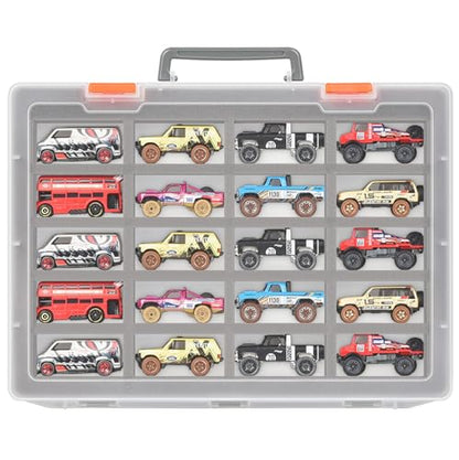 Xuerdon Toy Car Storage Case with 20 Foam Slots for Hot Wheels/for Matchbox | 1:64 Transparent Display Case for Buses and SUVs, Kids and Collectors, Wall-Mountable with Removable Foam, Box Only - size: For 1:64 Buses & SUVs