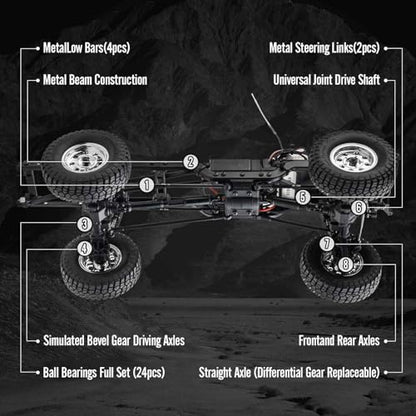 BEEZRC FMS 1/18 FCX18S Chevrolet K10 S RC Crawler, Official Licensed Off-Road RC Truck, 8km/h Hobby RC Cars, 4WD & 900mAh Remote Control Car for Adults, LED Lights 4-Ch 2.4GHz Transmitter RTR (Yellow) - color: Yellow