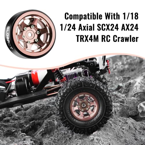 GLOBACT 1.3" Beadlock Wheels for SCX24 AX24 TRX4M 1/18 1/24 (Rose Gold) - color: Rose Gold