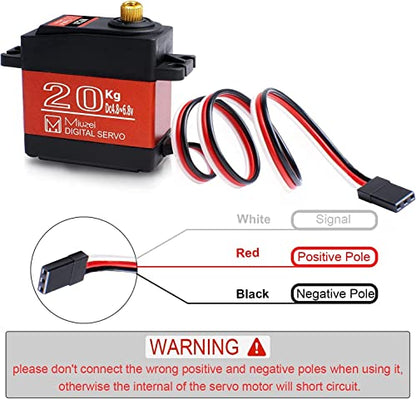20KG Servo Motor High Torque Metal Gear Digital for 1/8 1/10 RC Car | Waterproof, Ds3218, 270 Degree, Standard, Steering Servos for RC Truck Crawler Boat Robot, with Aluminum 25T Horn