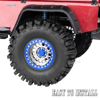 Aluminum 2.2 Wheel Tires for 1/10 SCX10 SCX10 II SCX10 III SCX10 Pro TRX4 TRX6 Gen7/8 D90 VS4-10 MST CFX RC Crawler Car,2.2 Beadlock Wheel Off Road Buggy Rally RC Truck Tires,Silver - color: Silver - (4pcs Tires)