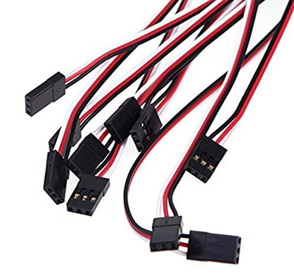 10Pcs 3 Terminal Male to Female Servo Extension Lead Wire Cable 300mm Red White Black for RC Airplane (10Pcs) - color: 10pcs, size: 300mm