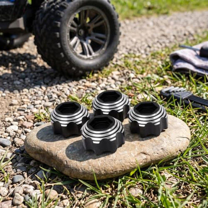 VBESTLIFE RC Wheel Hex Adapters, Aluminum Alloy 8x32 to 17mm Hex Adapters for 8x32 3.8in Wheels Electric Car Truck (Black) - color: Black
