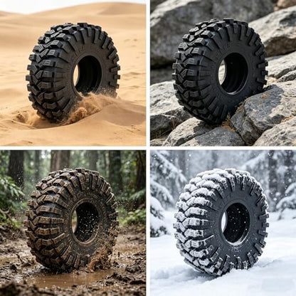 REDSPIDER 1.9" RC Crawler Tires, High-Grip Rubber Replacement Tires OD 120MM for 1/10 RC Crawler SCX10, TRX4, D90, Redcat Gen8, Off-Road Mud Terrain Tires (Set of 4)