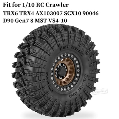1.9" Beadlock Wheels and Tires 1.9 RC Tire Set for 1/10 SCX10 90046 TRX4 AX103007 TRX6 D90 Gen7 8 MST VS4-10 RC Crawler,1.9 Beadlock Rubber Tyre Alloy Wheel Rims &Ring,Brown w/Black