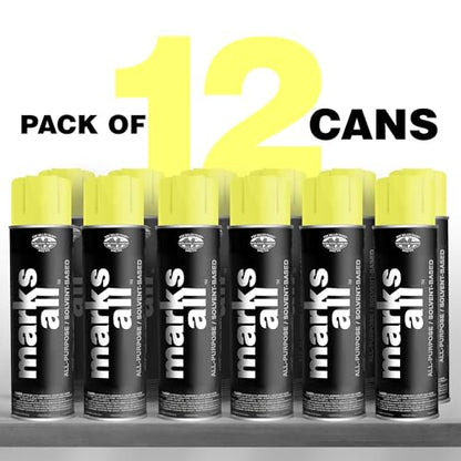 Fox Valley 18oz Marks All Solvent-Based Paint 12-Pack, Yellow Fluorescent - color: Yellow Fluorescent