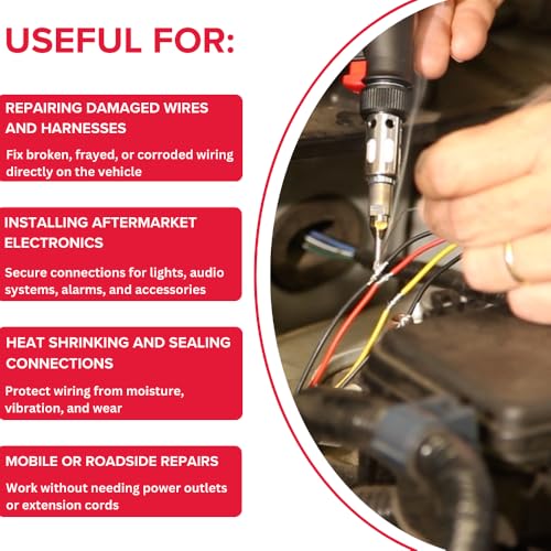 POWER PROBE Butane Soldering Kit (PPSK) [Automotive Diagnostic Car Test Tool, Easy Start Electronic Ignition, Adjustable Flame, with Multiple Tips, Black