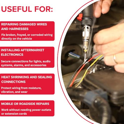 POWER PROBE Butane Soldering Kit (PPSK) [Automotive Diagnostic Car Test Tool, Easy Start Electronic Ignition, Adjustable Flame, with Multiple Tips, Black
