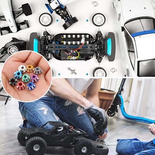 MECCANIXITY Hexagonal Nuts Aluminum M4 RC Wheel Carving Hex Nuts Dustproof Anti-Skid Mount Cap for 1/10 RC Model Car Trucks Off Road Car Upgraded Parts Pack of 2(Gray) - color: Gray