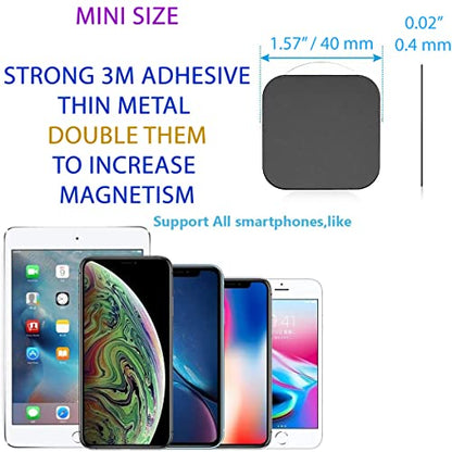 SALEX Phone Metal Stickers for Magnetic Mount - Replacement Set of 16 Car Magnet Square Metal Plates Inside Cell Phone Case. Black Sticky Small Thin Iron Discs with 3M Adhesive Backing for Crafts DIY - color: Square [16 Pack]