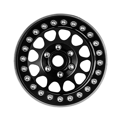 INJORA 1.9 Beadlock Wheel Offset -10.4mm for 1/10 RC Crawler (Black) - color: Black