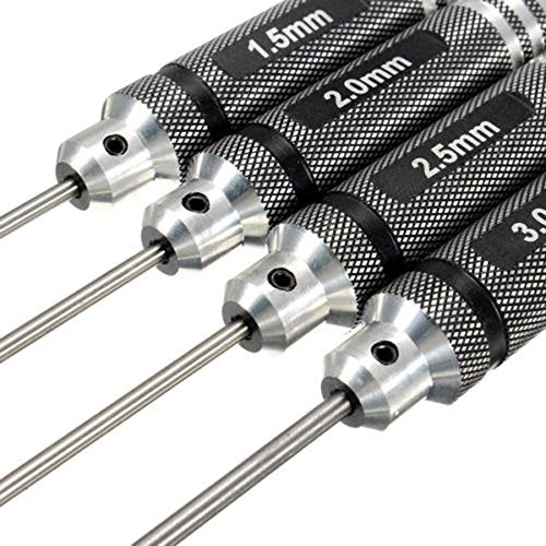 Share Goo H1.5mm 2.0mm 2.5mm 3.0mm Handle Allen Hex Screwdrivers Key Driver Tool Kit Compatible with RC Car Truck FPV Helicopter Drone(Black) - color: Black