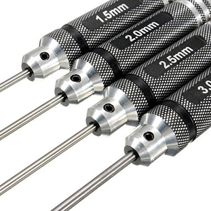Share Goo H1.5mm 2.0mm 2.5mm 3.0mm Handle Allen Hex Screwdrivers Key Driver Tool Kit Compatible with RC Car Truck FPV Helicopter Drone(Black) - color: Black