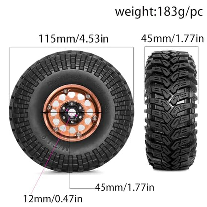 REDSPIDER • Rubber 1.9'' Crawler Tires 1/10 RC Crawler Tires OD 4.53'' for 1/10 RC Crawler Car TRX4 TRX6 Axial SCX10 90046 SCX10 III AXI03007 Tamiya CC01 D90 D110