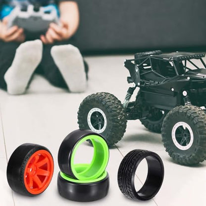 MECCANIXITY 2Pcs 1/10 RC On-Road Car Tyres, RC Drift Tires Hard Plastic Tyre Replacement for Remote Controlled Drifting Vehicles, Black Blue - color: Black Blue
