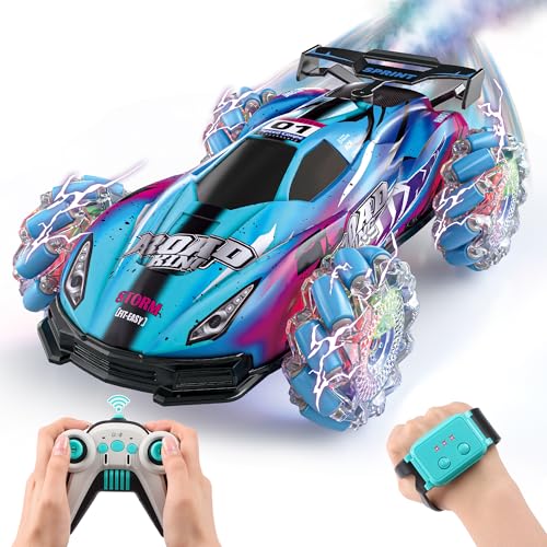 RC Stunt Car Toys - Gesture Remote Control Racing Cars Comes with Spray,Lights,360° Rotation for Kids,Vehicle Birthday Gifts for Boys and Girls Aged 6 7 8 9