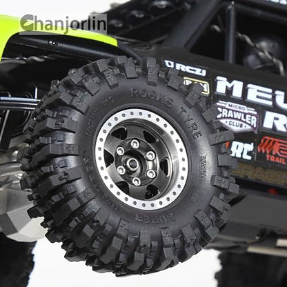 1/24 1/18 RC Crawler Tires and Beadlock Wheels Rims Offset -2.5mm 1.0 Super Soft Sticky Mud Terrain Rock Tyres OD 55mm for 1:24 1:18 Car Axial SCX24 FMS AX24 FCX18 FCX24 TRX4M 4Pcs (Black) - color: Black