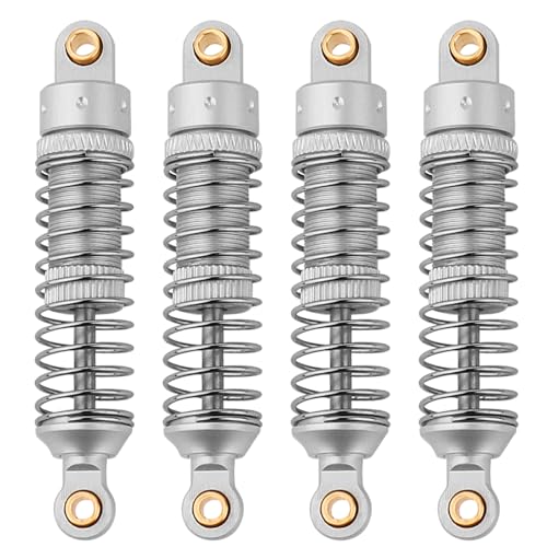 4PCS 53mm/59mm/66mm Aluminum Shocks Absorbers Oil Long Threaded Damper for 1/18 RC Crawler TRX4M TRX-4M Bronco Defender K10 Upgrade Parts (53mm Silver) - color: 53mm Silver