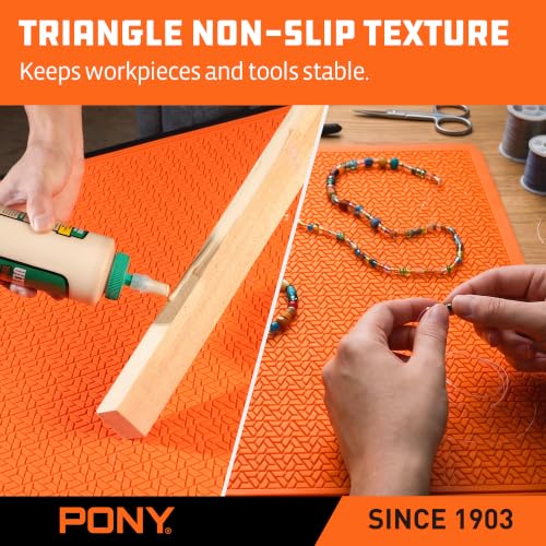 PONY Silicone Mat 28" x 23", Heavy Duty Non-Stick Heat Resistant Pad | Anti-Slip Work Mat for Resin, Epoxy, DIY Crafts, Woodworking, Garage & Workshop. Easy to Clean and Reusable.