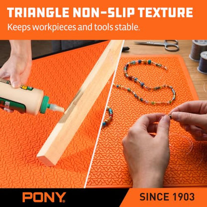 PONY Silicone Mat 28" x 23", Heavy Duty Non-Stick Heat Resistant Pad | Anti-Slip Work Mat for Resin, Epoxy, DIY Crafts, Woodworking, Garage & Workshop. Easy to Clean and Reusable.