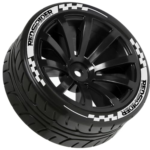 STMU 2.56" RC On-Road Tires & Wheel Set Rubber Tires with Plastic Rims 12mm Hex Compatible with 1/10 Scale Touring Cars HSP Tamiya Kyosho Traxxas Sakura WLtoys (Black) - color: Black
