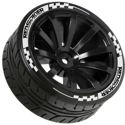 STMU 2.56" RC On-Road Tires & Wheel Set Rubber Tires with Plastic Rims 12mm Hex Compatible with 1/10 Scale Touring Cars HSP Tamiya Kyosho Traxxas Sakura WLtoys (Black) - color: Black