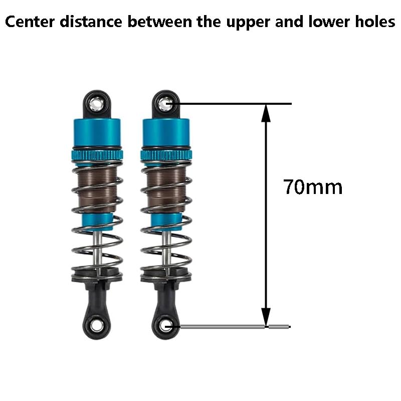 1/10 RC Cars Oil Leakproof Shocks,2Pcs Adjustable Oil Filled Shocks 52mm-120mm for 1/10 RC Buggy Truggy On Road Touring Drift Cars Monster Trucks Upgrade Parts (2pcs 70mm blue) - color: 2pcs 70mm blue