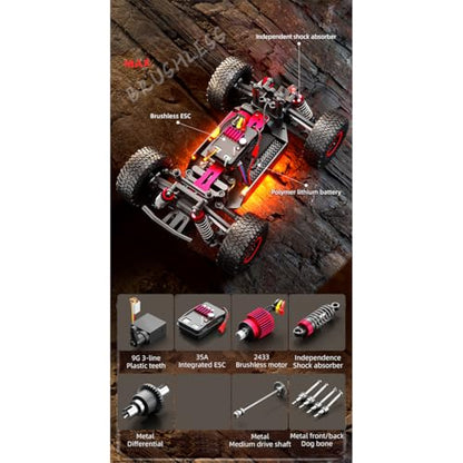 1/20 Brushless 4X4 RC Rock Crawlers for Adults, SG202-MAX Off-Road Remote Control Monster Truck with LED Lights & Metal Chassis, All Terrain High Speed RC Car Gift - color: Red, size: Brushless Version