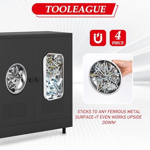 TOOLEAGUE 4Pcs Magnetic Tray Set with 15Lb Magnetic Pickup Pen,Stainless Steel Trays with Extra Strong Magnets for Organizing and Retrieving Metal Parts