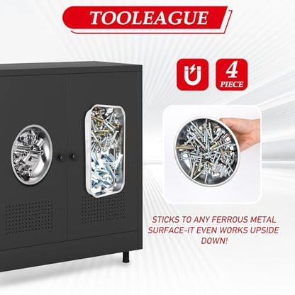 TOOLEAGUE 4Pcs Magnetic Tray Set with 15Lb Magnetic Pickup Pen,Stainless Steel Trays with Extra Strong Magnets for Organizing and Retrieving Metal Parts