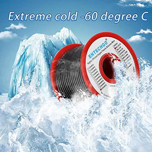 BNTECHGO 30 Gauge Silicone Wire Spool 50 ft Black Flexible 30 AWG Stranded Tinned Copper Wire | Flexible 30 AWG Stranded Wire Silicone Rubber Insulation For RC Models, Drone, Robot, LED Lighting Systems, 3D Printer, DIY - size: 30 gauge silicone wire 50ft