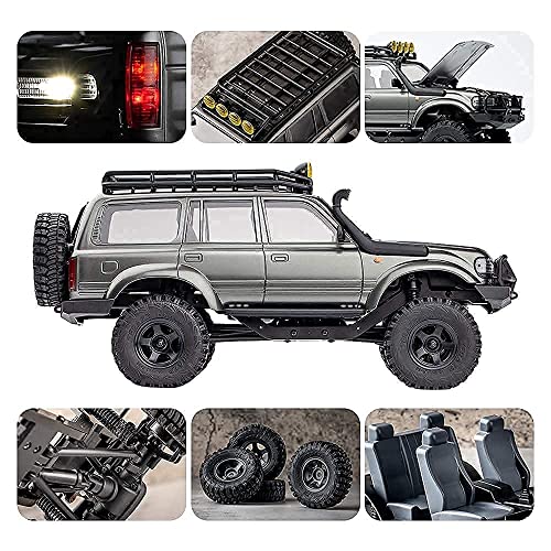 Fms FCX18S 1/18 Land Cruiser LC80 S RC Rock Crawler Scale Katana Toyota RC Car 2.4Ghz 4WD Off-Road Waterproof RC Trucks Vehicle RTR All Terrains Hobby Grade Climbing Car for Boys Adults