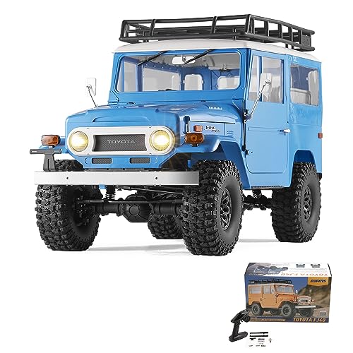 EAZYRC X FMS 1/10 Toyota Land Cruiser FJ40 RS with Licensed RC Truck Blue, All Terrain Waterproof 4WD 35T 550 Motor RC Crawler for Adult,2.4Ghz Remote Control, No Battery - color: Blue