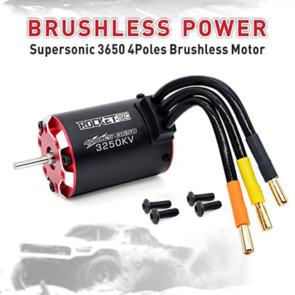 Surpass RC 3650 Brushless Motor V2 3650 3250KV 4 Pole Supersonic Motor for 1/10 RC Car Truck Black - size: 3250kv