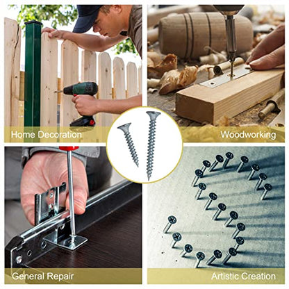 JEGONFRI 209PCS Wood Screw Assortment Kit, 6 Sizes Flat Head Phillips | Great for Home Improvement, Sturdy Steel, Rustproof, Handy Storage Case, Sizes: 2",1-1/2",1-1/4",1",3/4",1/2" - style: 209 Screws