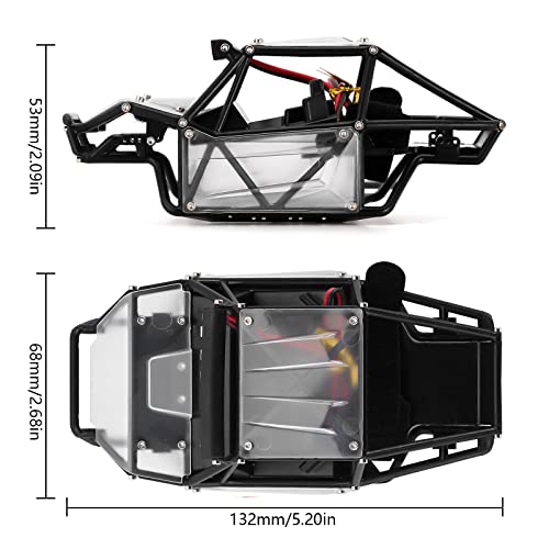 INJORA 34g Rock Buggy Body Shell Nylon Chassis Kit for SCX24 C10 JLU Bronco Base Camp 4Runner Axial 1/24 RC Crawler Car Upgrade Parts (Clear)