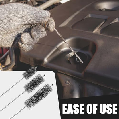 Reallnaive 12 Pcs Engine Brush Kit Car Engine Brush Cleaning Kit Long Nylon Brushes for Auto Cleaning