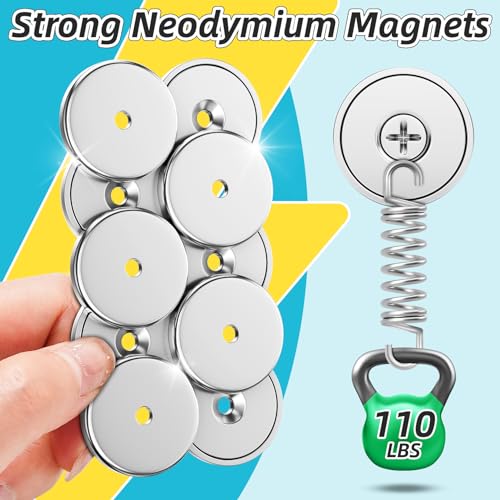 6 Pack 110 LBS Strong Magnets with Holes,Neodymium Round Cup Magnets with Screws, Rare Earth Magnet for Wall Mounting Waterproof Countersunk Hole for Kitchen Garage Holding Tools DIY Crafts - size: 6 Pack 110LBS