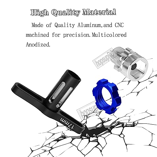 Upgrades Part for 1/10 Slash Rustler Stampede Bandit 4wd 2wd,Aluminum Hex Hub Adapters 12mm to 17mm W/10mm Offset & Splines Wheel Wrench for Model Hops Up,Black with Silver
