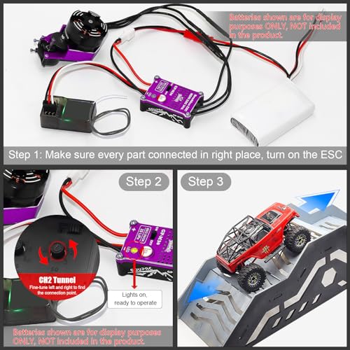 GOUPRC 2204 2400KV Brushless Outrunner Motor with Transmission & 30A Brushless Mini Esc with Pedals for SCX24 Remote Control Crawler Axial 1/24 Remote Control Black Purple - color: Purple & Pedals