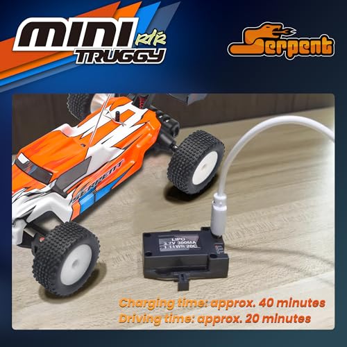 Serpent 1:24 Mini 2WD Truggy RTR, 1/24 Scale 2.4GHz Short Course Truck | All Terrain Off-Road Buggy RTR, High Performance with 1 Battery 1 USB Data Cable - style: 430003