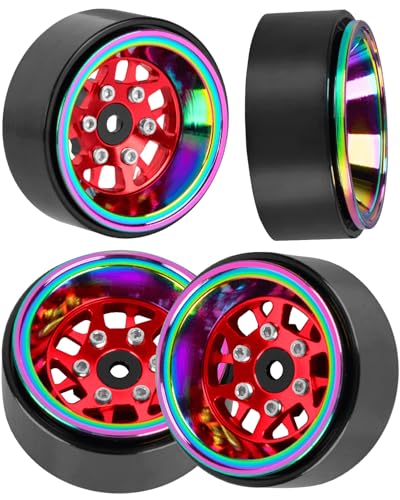 RC 1.3" Beadlock Wheels 1.3 rc Wheels for RC Crawler 1/18 TRX4M,1/24 SCX24,Alloy Aluminium 1.3 Beadlock Wheels 1.3 rc Rims,4pcs,Red - color: Red(4pcs)
